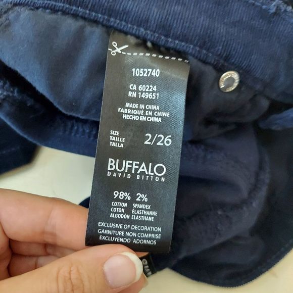 Buffalo David Bitton Blue Corduroy Pants Supreme Mid Rise Skinny Stretch Sz 2 - Picture 5 of 10